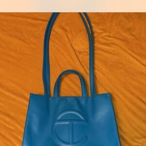 Telfar Blue Tote Bag with Embossed Logo